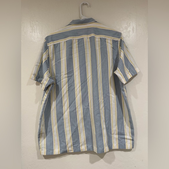 Ted Baker Blue Off White Vertical Stripe Short-Sleeve Lightweight Shirt Size 5 - Picture 3 of 6